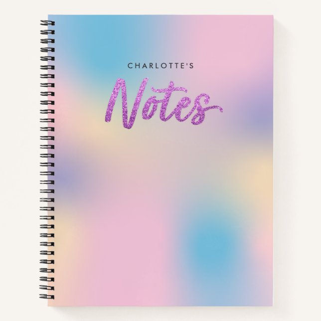 Unicorn Mix-Muster-Imitate Lila Glitzer Hinweise Notizbuch (Vorderseite)