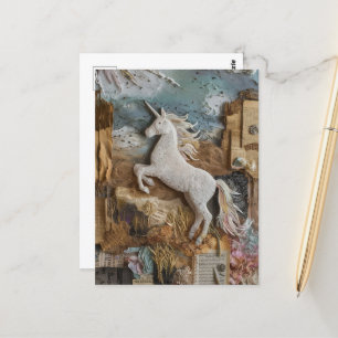 Unicorn Mixed Media Collage Postkarte