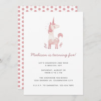 Unicorn Modern Pink Polka Dots Kindergeburtstag Pa