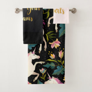 Unicorn Modern Script Badhandtuch Set