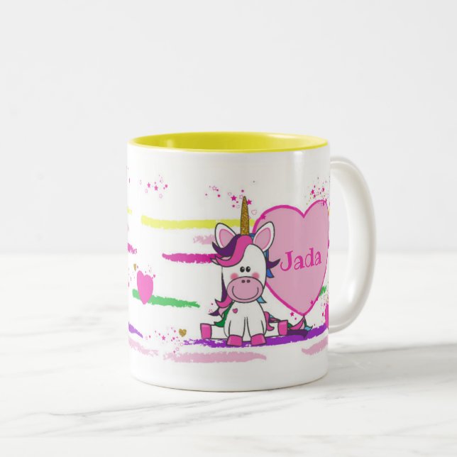 Unicorn mok met vrolijke kleuren - Unicorn mug Zweifarbige Tasse (VorderseiteRechts)