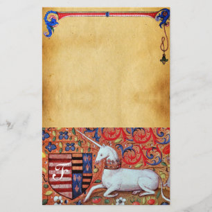 UNICORN MONOGRAM BROWN FLORAL PARCHMENT BRIEFPAPIER