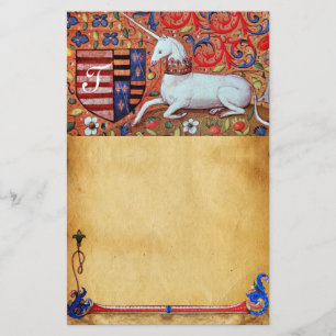 UNICORN MONOGRAM BROWN FLORAL PARCHMENT BRIEFPAPIER