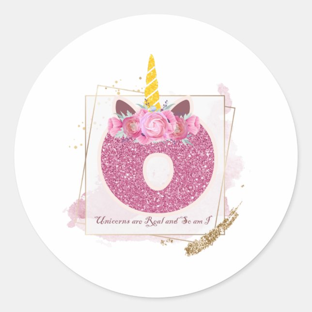 Unicorn Monogram O Custom Stickers (Vorderseite)