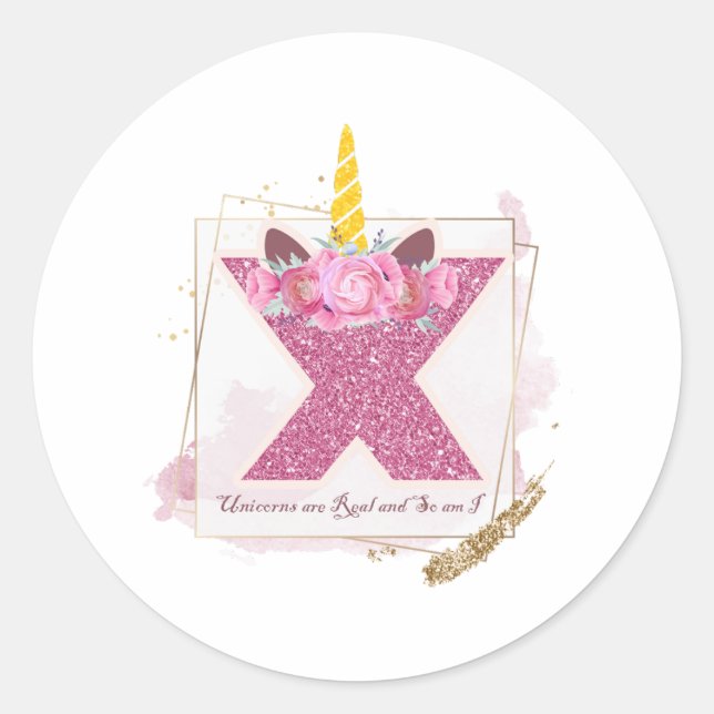 Unicorn Monogram X Custom Stickers (Vorderseite)