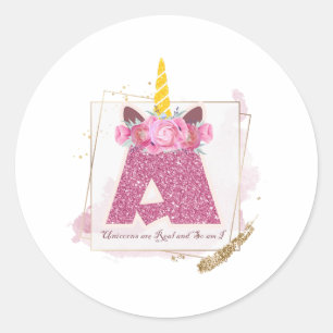 Unicorn Monogramm A Custom Stickers