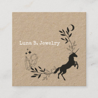 Unicorn, Moon & Crystals Dainty Juwelier Shop Quadratische Visitenkarte