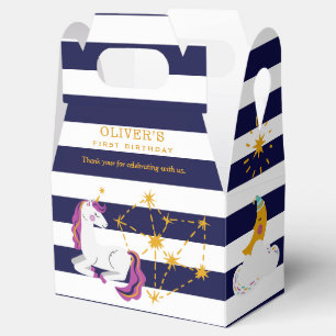 Unicorn Moon Stars Blue 1. Geburtstag Vielen Dank Geschenkschachtel