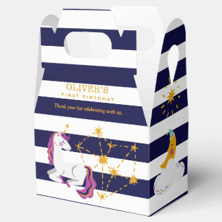 Unicorn Moon Stars Blue 1. Geburtstag Vielen Dank Geschenkschachtel