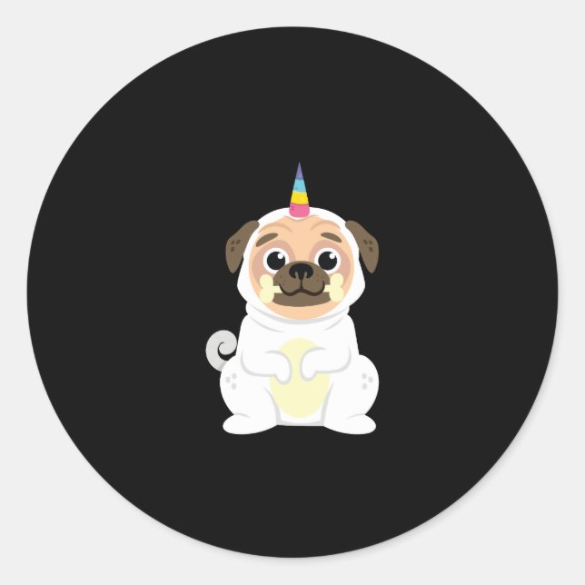 Unicorn Mops Dog Lovers Funny Unipug Pugicorn Runder Aufkleber (Vorderseite)
