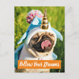 Unicorn-Mops Einladungspostkarte