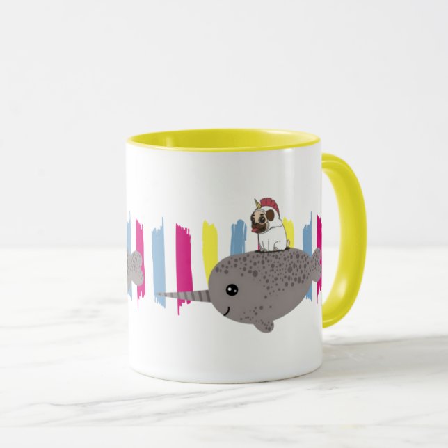 Unicorn-Mops Narwhal Tasse (VorderseiteRechts)