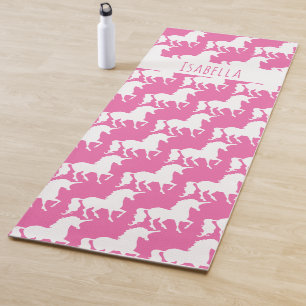Unicorn-Muster-personalisiertes hübsches Rosa Yogamatte