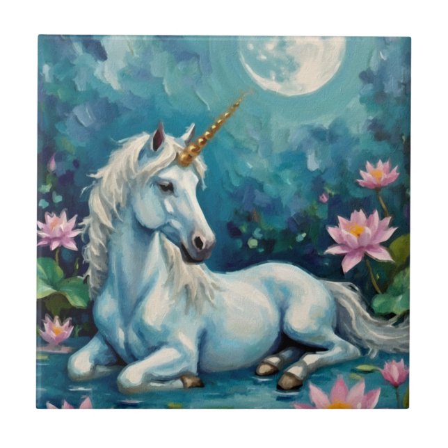 Unicorn Mystic Garden Fliese (Vorderseite)
