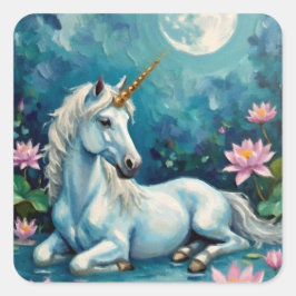 Unicorn Mystic Garden Quadratischer Aufkleber