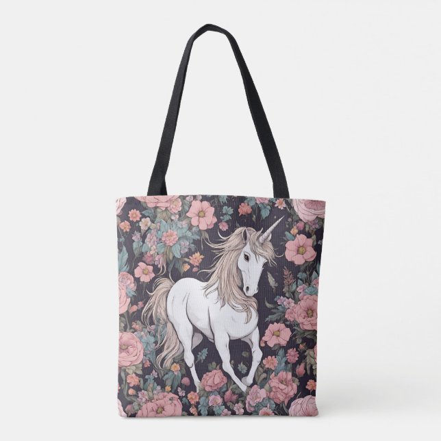 Unicorn Mythische Blume Tasche (Rückseite)
