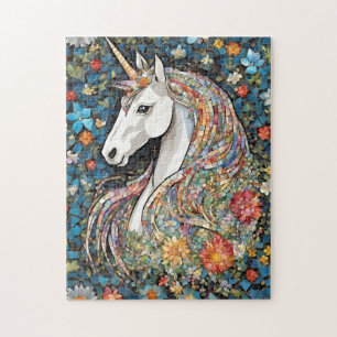 Unicorn Mythisches Pferdefloralpuzzle Puzzle
