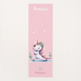 Unicorn Namaste Yoga Niedlich Pink Aqua Name Monog Yogamatte