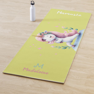 Unicorn Namaste Yoga Niedliche Gelbe Bezeichnung M Yogamatte