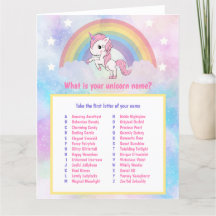 Unicorn Name Game Birthday