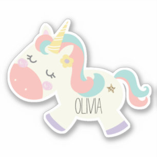 Unicorn Name Sticker pastellfarben