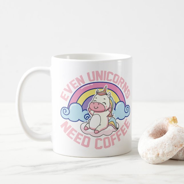 Unicorn Need Coffee Kaffeetasse (Mit Donut)