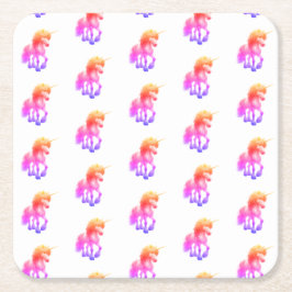 Unicorn Neon Rechteckiger Pappuntersetzer