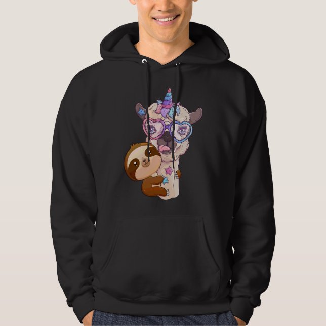 Unicorn Niedlich Brown Sloth Rainbow Animal Llama  Hoodie (Vorderseite)