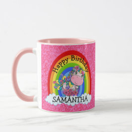 Unicorn Niedlich Happy BIRTHDAY Pink Glitzer Tasse