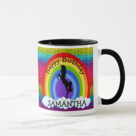 Unicorn Niedlich Happy BIRTHDAY Rainbow Glitzer Ta Tasse