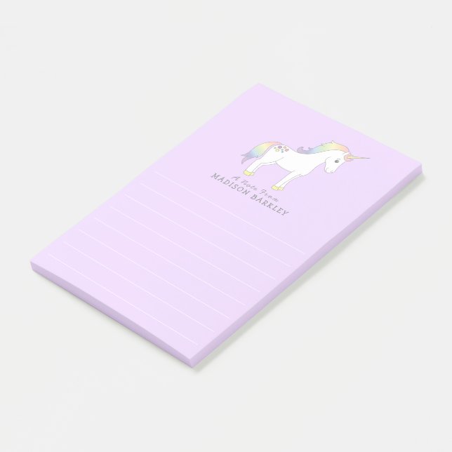 Unicorn Niedlich Kids Pastel Post-it Klebezettel (angewinkelt)