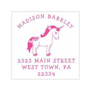 Unicorn Niedlich Kids Pastel Rücksendeadresse Brie Permastempel