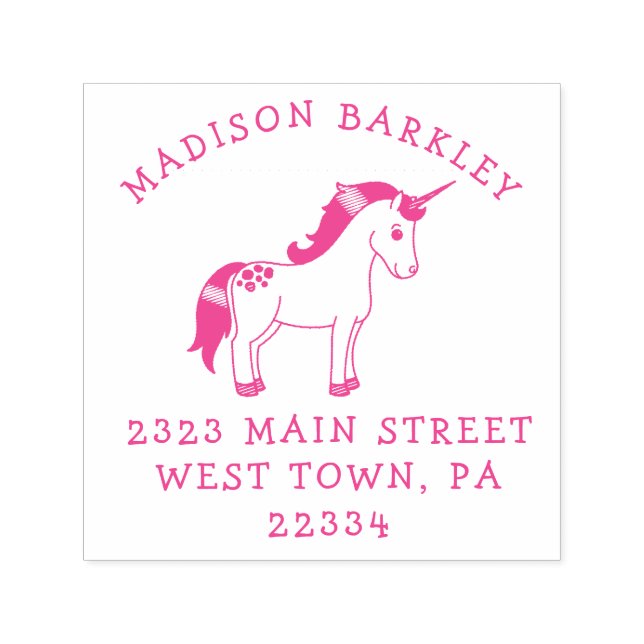 Unicorn Niedlich Kids Pastel Rücksendeadresse Brie Permastempel (Design)