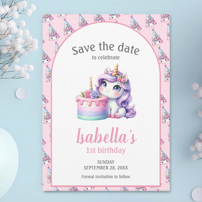 Unicorn Niedlich Magical Birthday Party Save The Date (Von Creator hochgeladen)