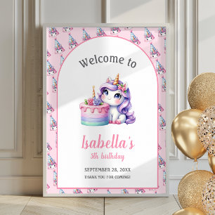 Unicorn Niedlich Magical Birthday Poster Begrüßung