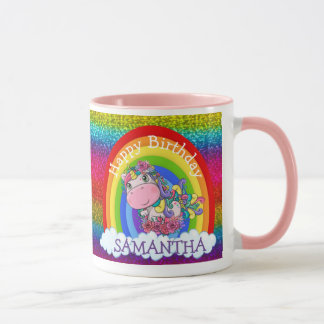 Unicorn Niedlich Rainbow Glitzer Tasse
