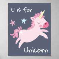 Unicorn Niedlich rosa Kinderzimmer Poster