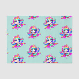 Unicorn niedlich super Girl grün pink Seidenpapier