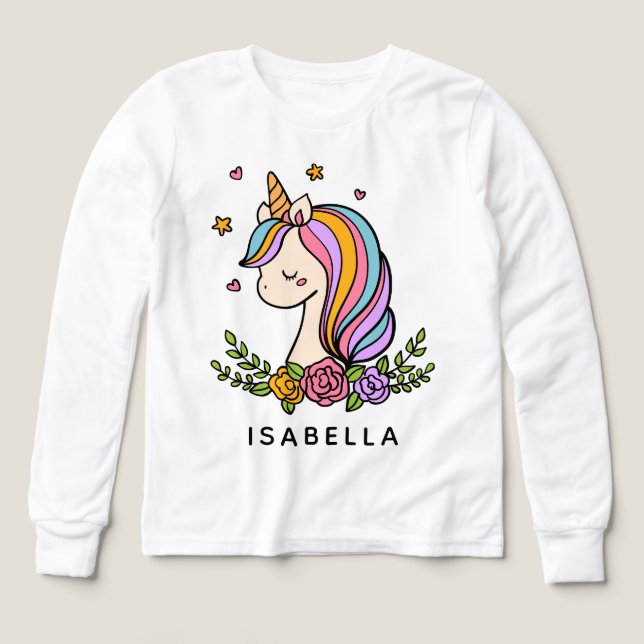 Unicorn Niedlich Whimsical Girly Personalisiert Na (Design Vorderseite)