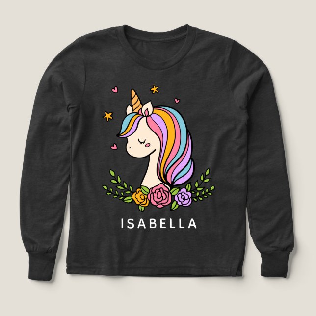 Unicorn Niedlich Whimsical Girly Personalisiert Na (Design Vorderseite)