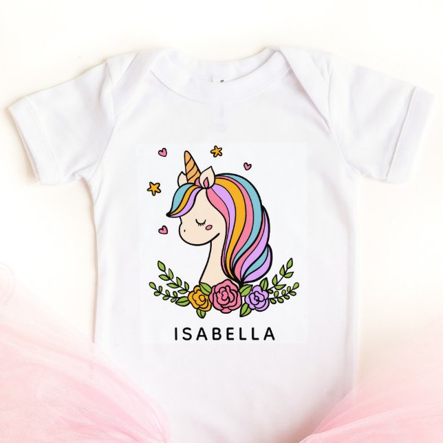 Unicorn Niedlich Whimsical Girly Personalisiert Na Baby Strampler (Von Creator hochgeladen)