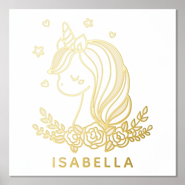 Unicorn Niedlich Whimsical Girly Personalisiert Na Foliendrucke (Vorderseite)