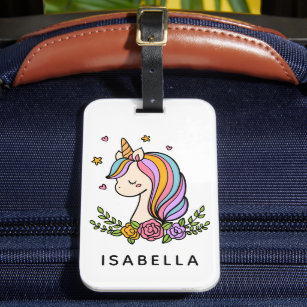 Unicorn Niedlich Whimsical Girly Personalisiert Na Gepäckanhänger