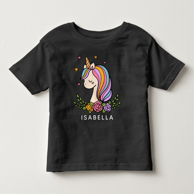 Unicorn Niedlich Whimsical Girly Personalisiert Na Kleinkind T-shirt (Vorderseite)