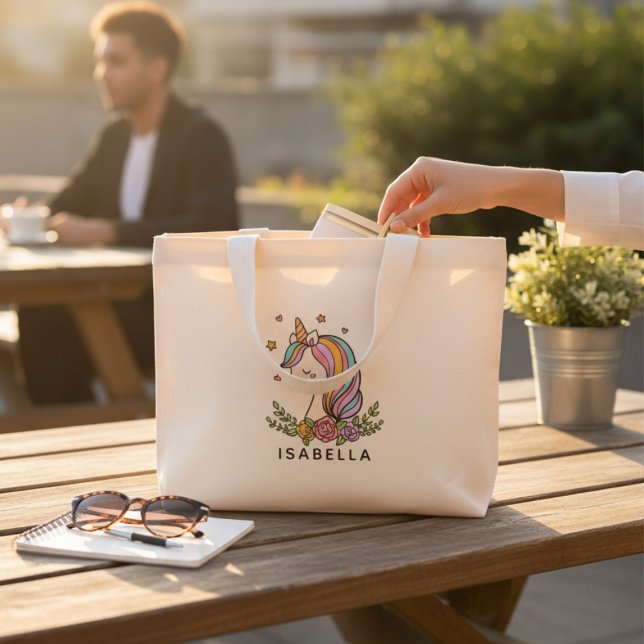 Unicorn Niedlich Whimsical Girly Personalisiert Na Mini Stoffbeutel (Von Creator hochgeladen)