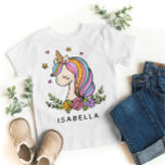 Unicorn Niedlich Whimsical Girly Personalisiert Na T-Shirt<br><div class="desc">Unicorn Niedliche Whimsical Girly Pink Personalisierte Name Girls' T - Shirt verfügt über ein niedliches Einhorn mit Sternen,  Herzen und Blume. Perfekte Geschenke für Mädchen zum Geburtstag,  Weihnachten,  Feiertagen und vieles mehr. Entworfen von ©Evco Studio www.zazzle.com/store/evcostudio</div>