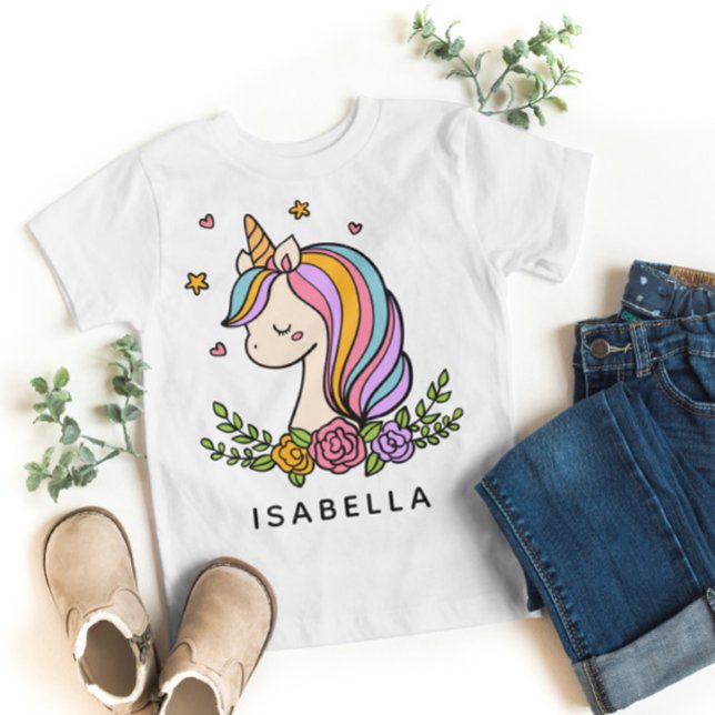 Unicorn Niedlich Whimsical Girly Personalisiert Na T-Shirt (Von Creator hochgeladen)