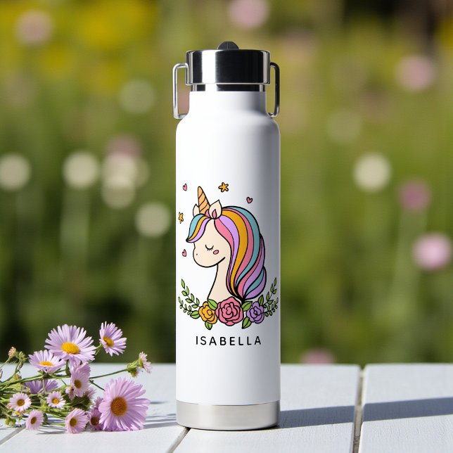 Unicorn Niedlich Whimsical Girly Personalisiert Na Trinkflasche (Von Creator hochgeladen)