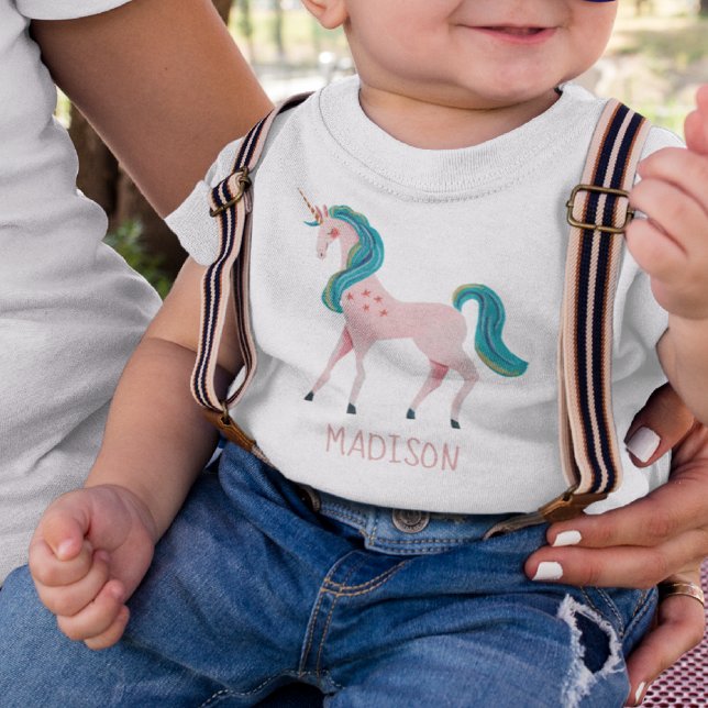 Unicorn niedliche Kinder Mädchen Baby T - Shirt (Von Creator hochgeladen)