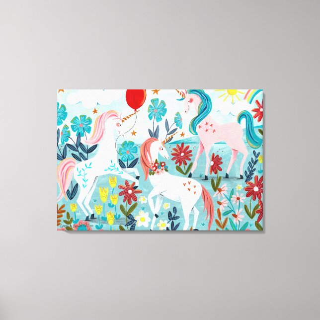 Unicorn, niedliche Regenbogenmädchen Leinwanddruck (Vorderseite)